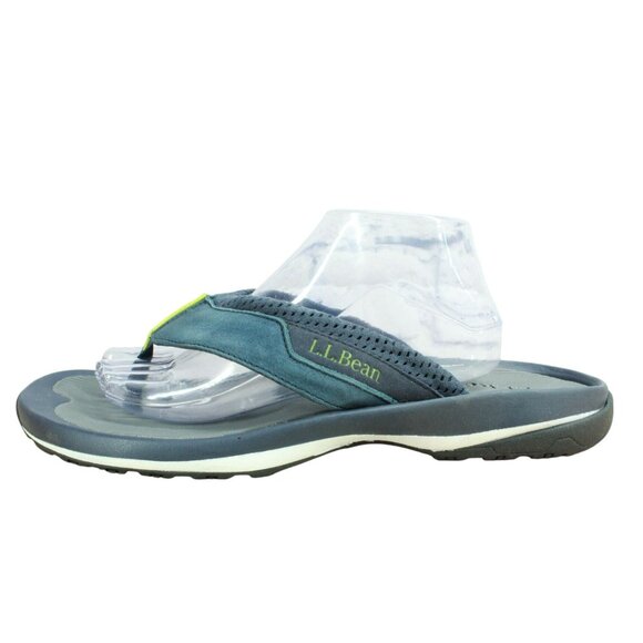 LL Bean Men's Blue Suede Perforated Cushioned Swift River Sport Flip-Flops 13 M - Picture 1 of 9